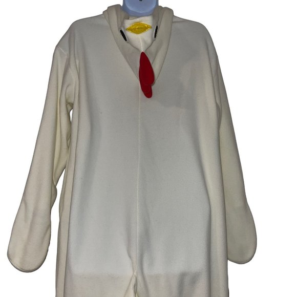 Fleece Chicken Rooster Unionsuit Costume Mens M Cream Halloween Hooded Oversized - Picture 7 of 10